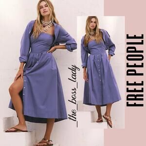 Free People dress midi strapless cotton boho a-line Medium